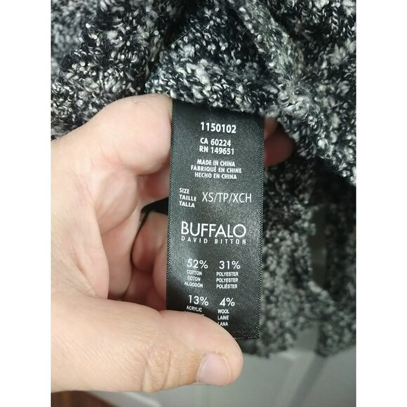 $ Buffalo David Button Black White Heather Long Sleeve Sweater Size XS - Picture 10 of 11